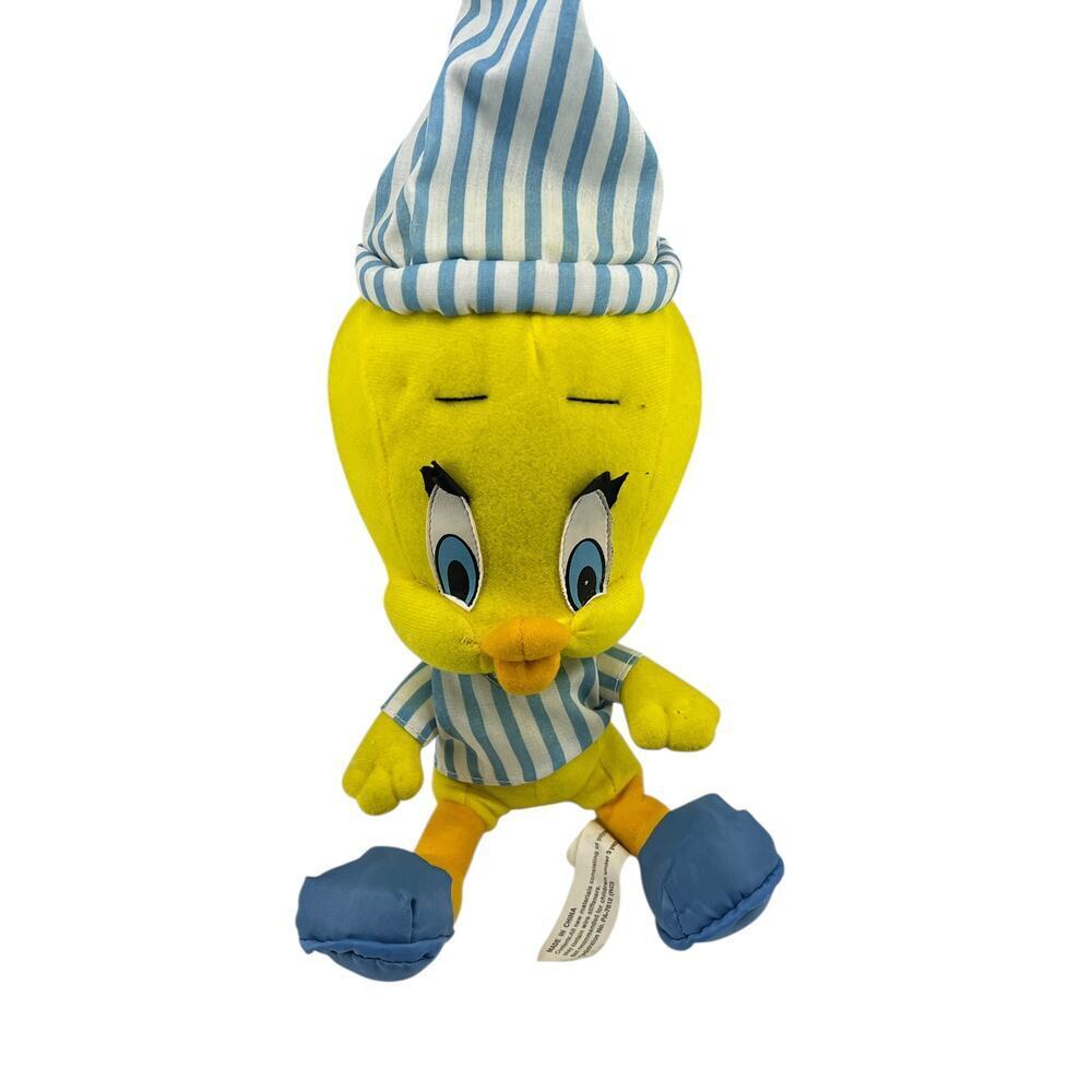 Vintage Tweety Bird Plush Pajamas & Nightcap ACE Warner Bros Looney Tunes 1990s